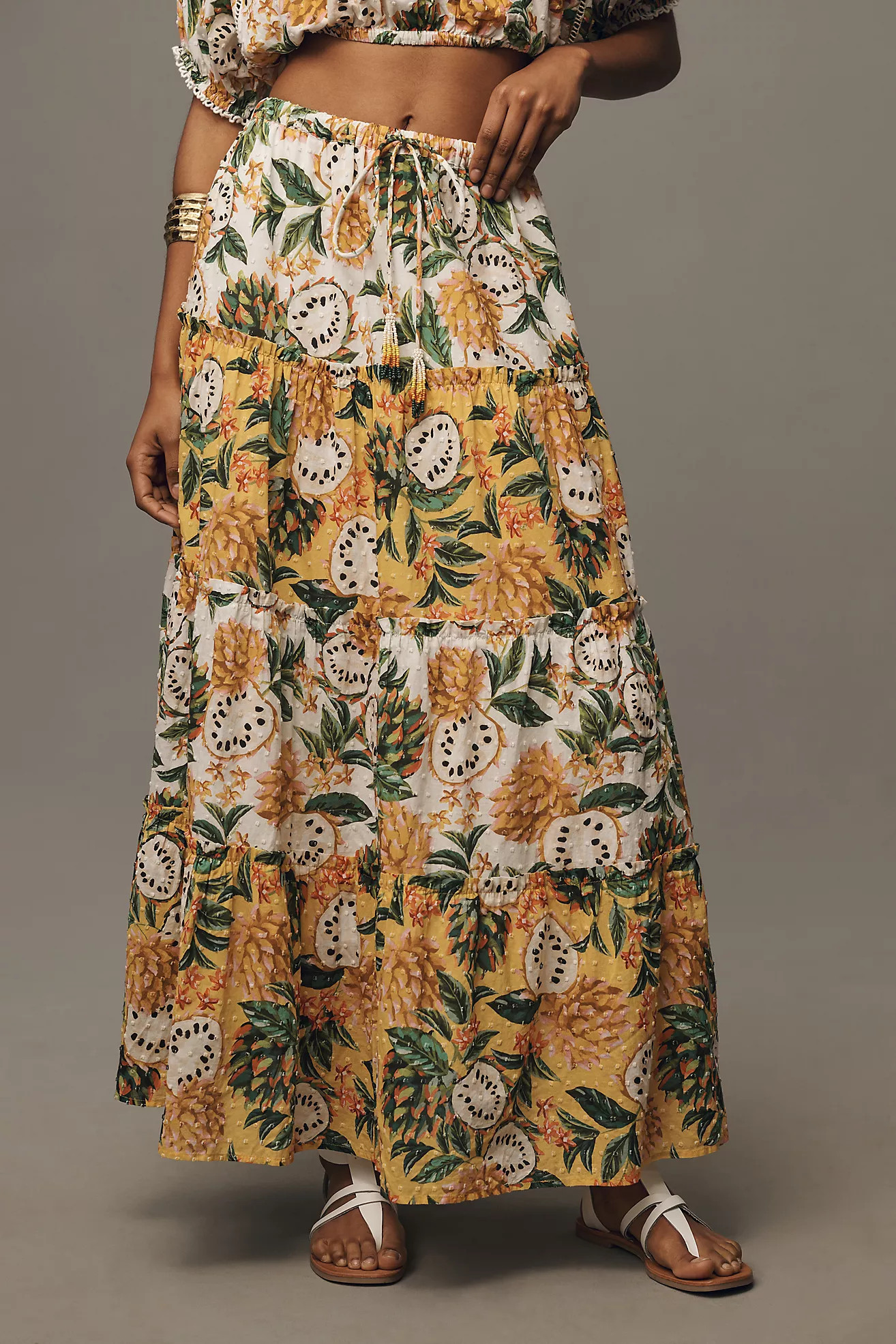 Farm Rio Mixed Biriba Maxi Skirt | Anthropologie (US)