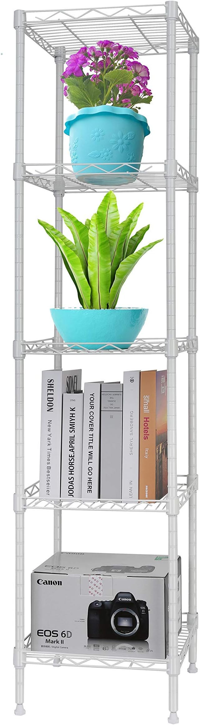 GIOTORENT 5 Tier Standing Shelving Metal Units, Adjustable Height Wire Shelf Display Rack for Lau... | Amazon (US)