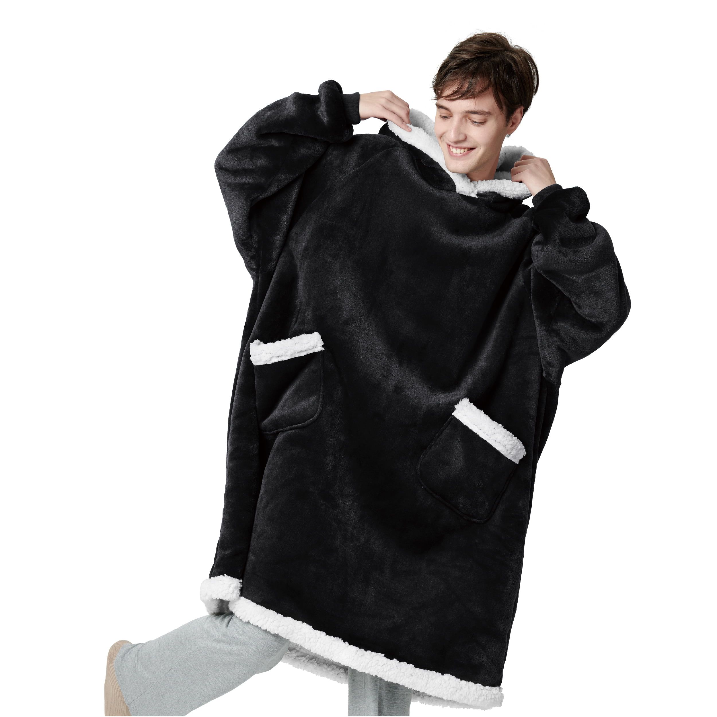 Bedsure Wearable Blanket Hoodie, Sherpa Hoodie Blanket with Giant Pocket, Warm&cozy, Oversize, Bl... | Walmart (US)