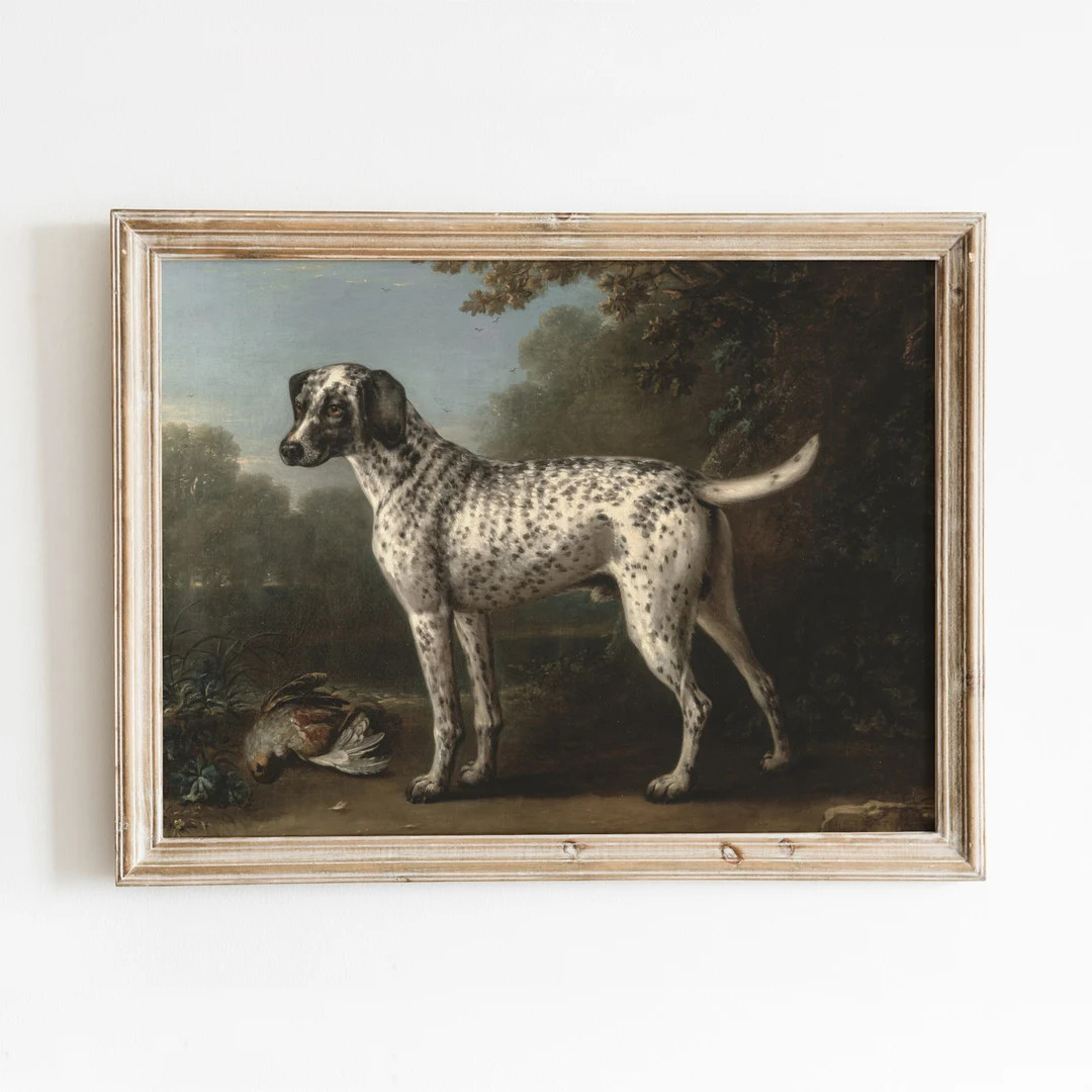 Spotted Hound | Vintage Bird Hunting Dog Painting | Black and White Dog Art | Digital Download | ... | Etsy (US)