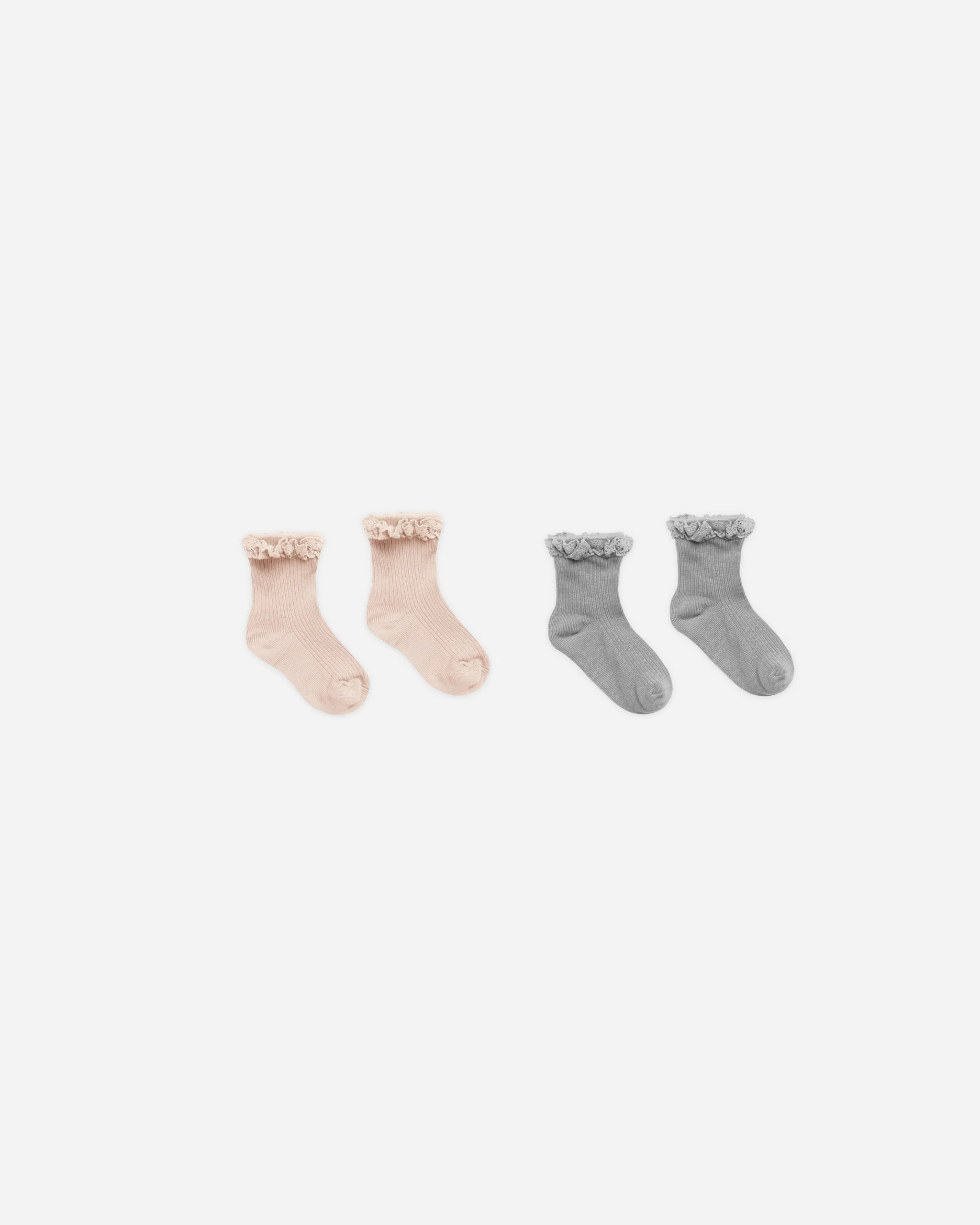Lace Trim Sock Sets || Shell, Dusty Blue | Rylee + Cru