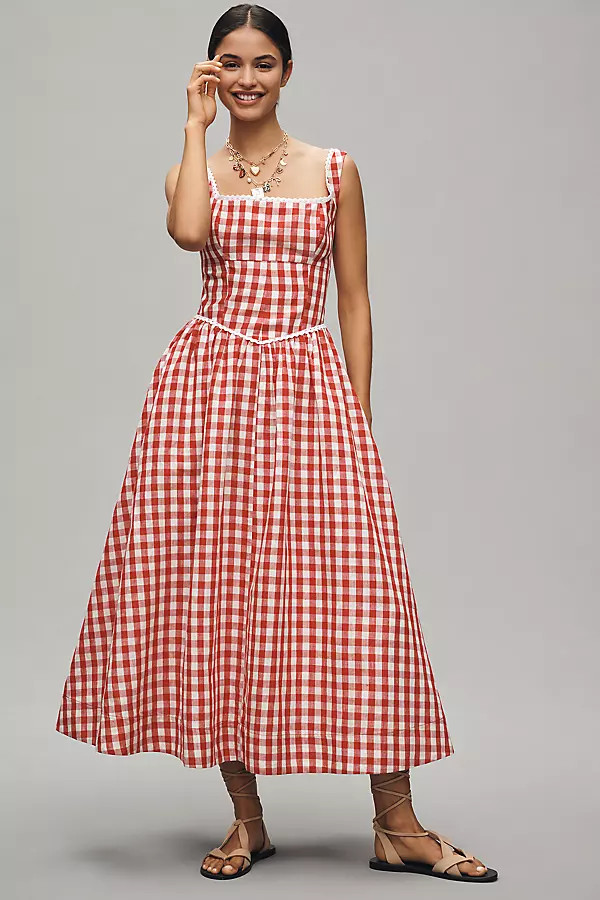 WAYF Linen Blend Drop-Waist Midi Dress | Anthropologie (US)