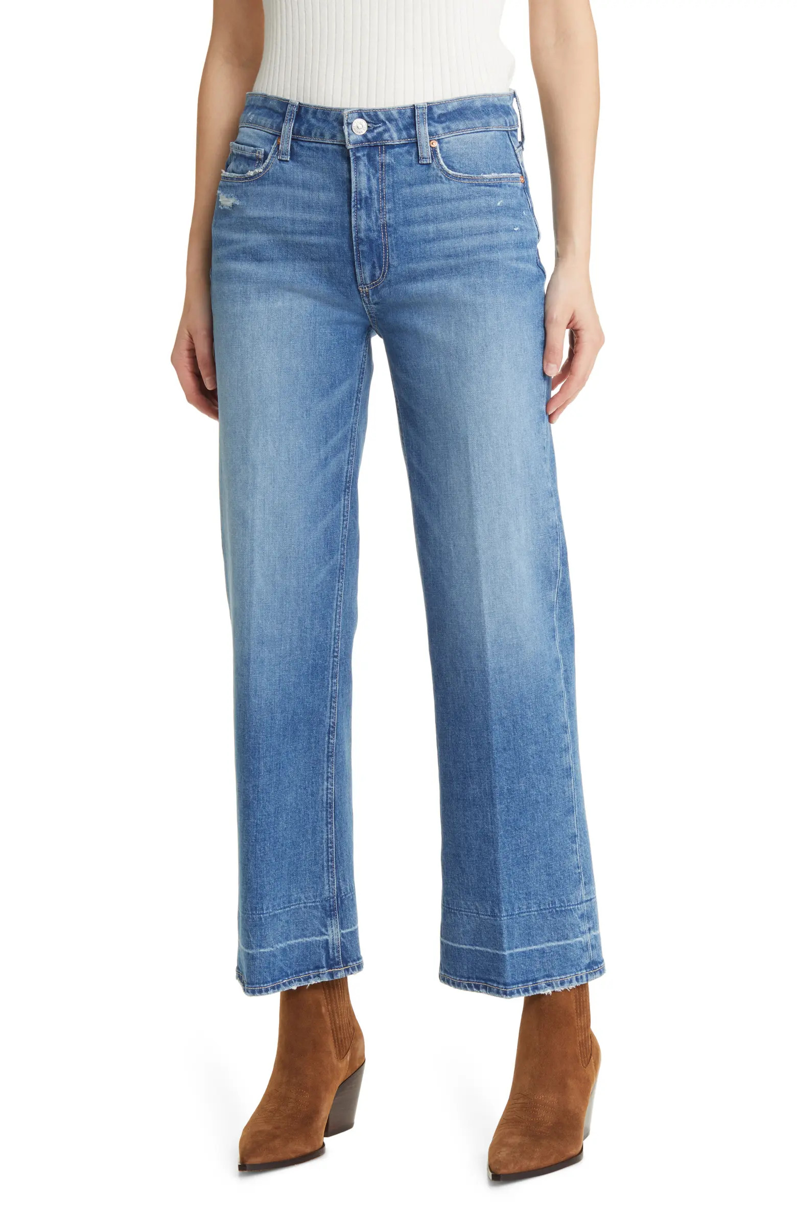 PAIGE Leenah High Waist Ankle Wide Leg Jeans | Nordstrom | Nordstrom