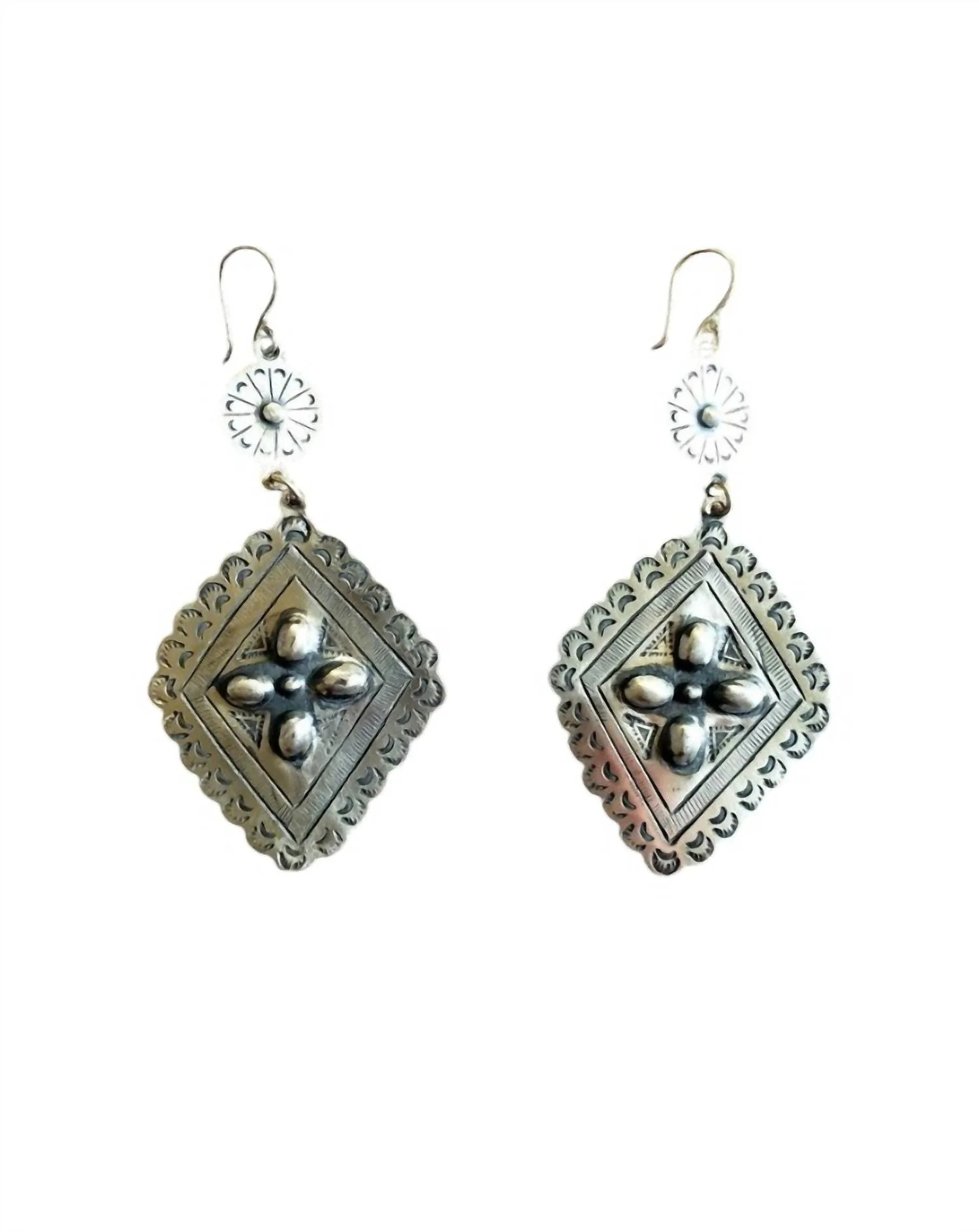 Women's Sterling Diamond Concho Earrings In Silver | Shop Simon