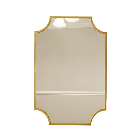 Hamilton Hills Brass Framed Vanity Mirror - Elegant 30" x 40" Scalloped Mirror Design - Luxurious... | Amazon (US)