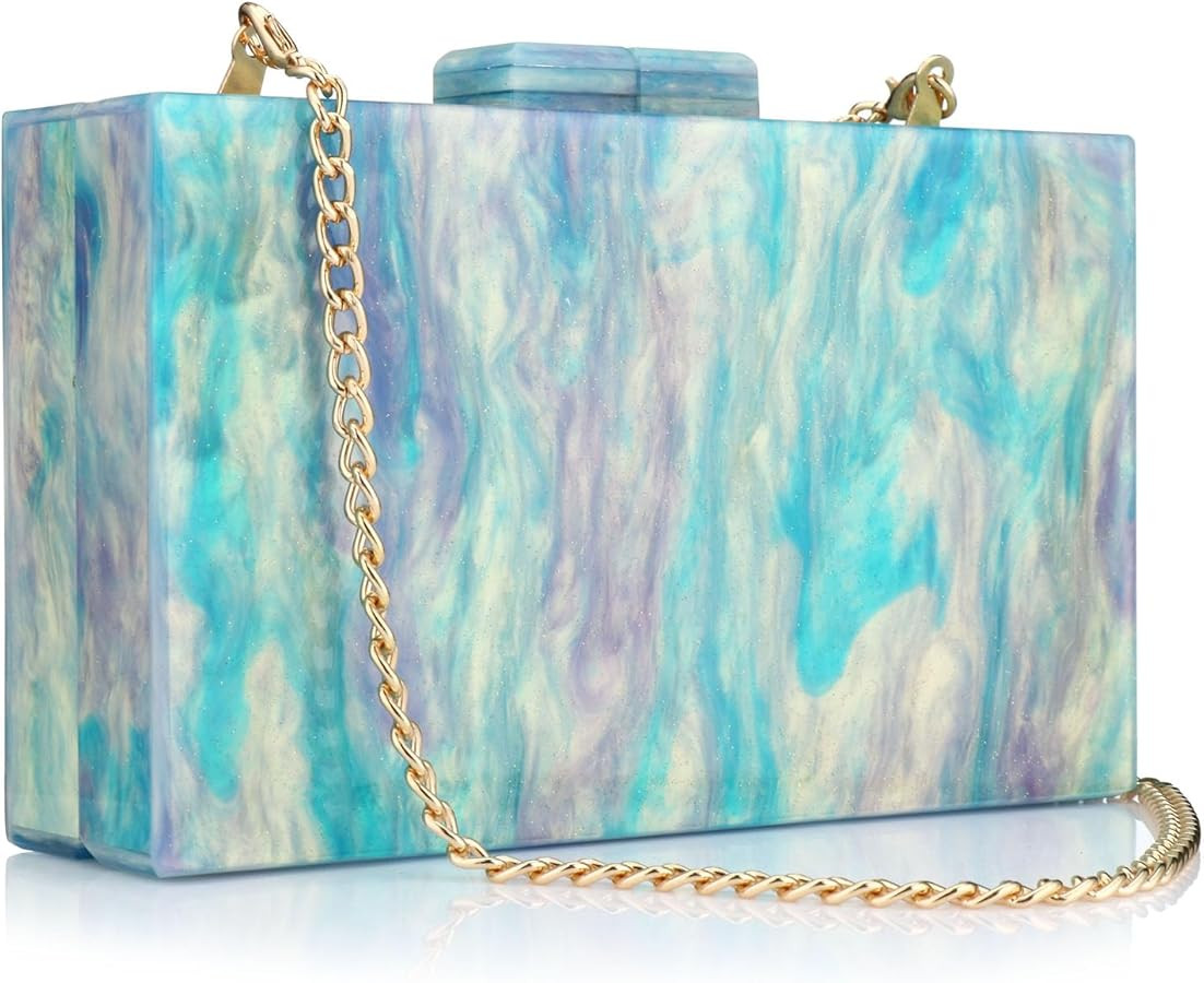 YYW Acrylic Clutch Purses for Women Wedding : Multicolor Evening Crossbody Bag Marbling Handbags ... | Amazon (US)