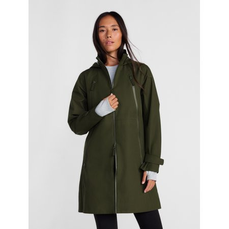 Ozark Trail Women's and Women's Plus Long Zip Rain Jacket with Hood, Sizes XS-3X | Walmart (US)