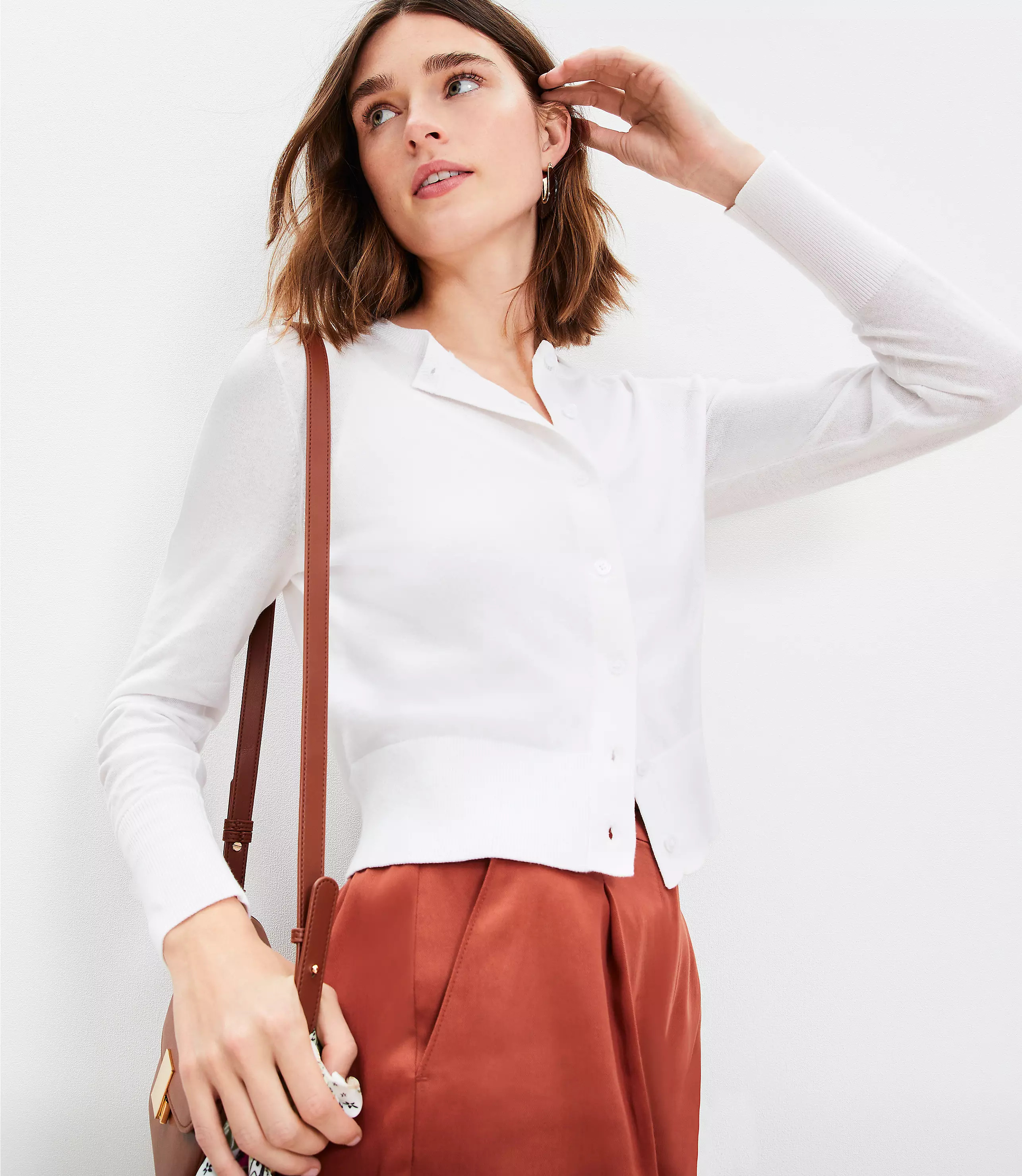 Modern Crew Neck Cardigan | LOFT