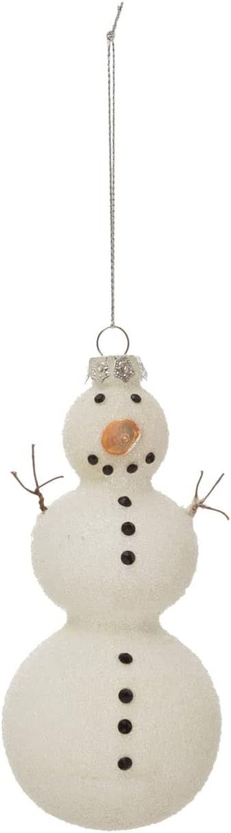 Hand-Painted Glass Snowman Ornament with Wire Arms, Multicolor | Amazon (US)