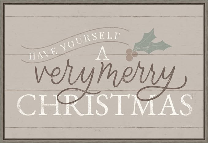 Amazon.com: Amanti Art Framed Canvas Wall Art Print Vintage Christmas IV Neutral by Becky Thorns ... | Amazon (US)