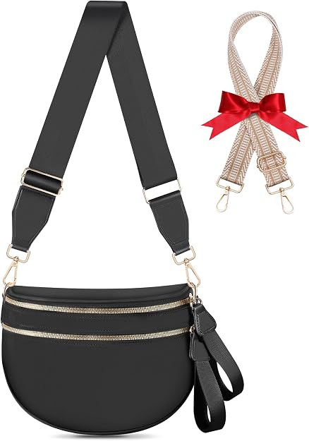 Bum Bags for Women Checkered Crossbody Bag Large Nylon Belt Purse Fanny Packs, Bonus with a Extra... | Amazon (US)
