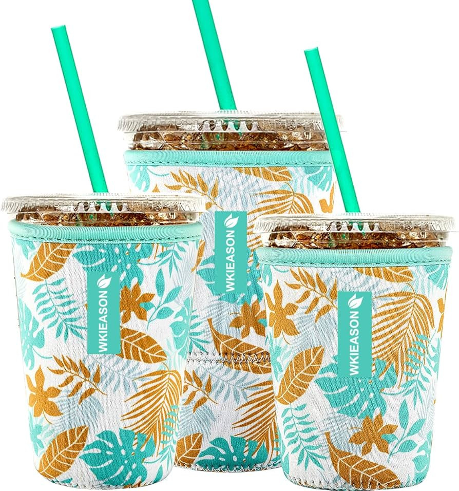 Reusable Iced Coffee Insulator Sleeve for Cold Beverages and Neoprene Cold Coffee Cup Sleeves Coo... | Amazon (US)