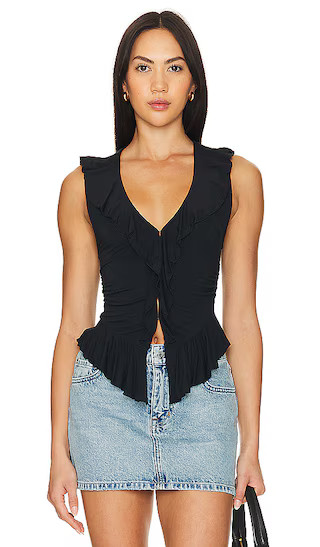 Ruffle Me Away Tank in Black | Revolve Clothing (Global)