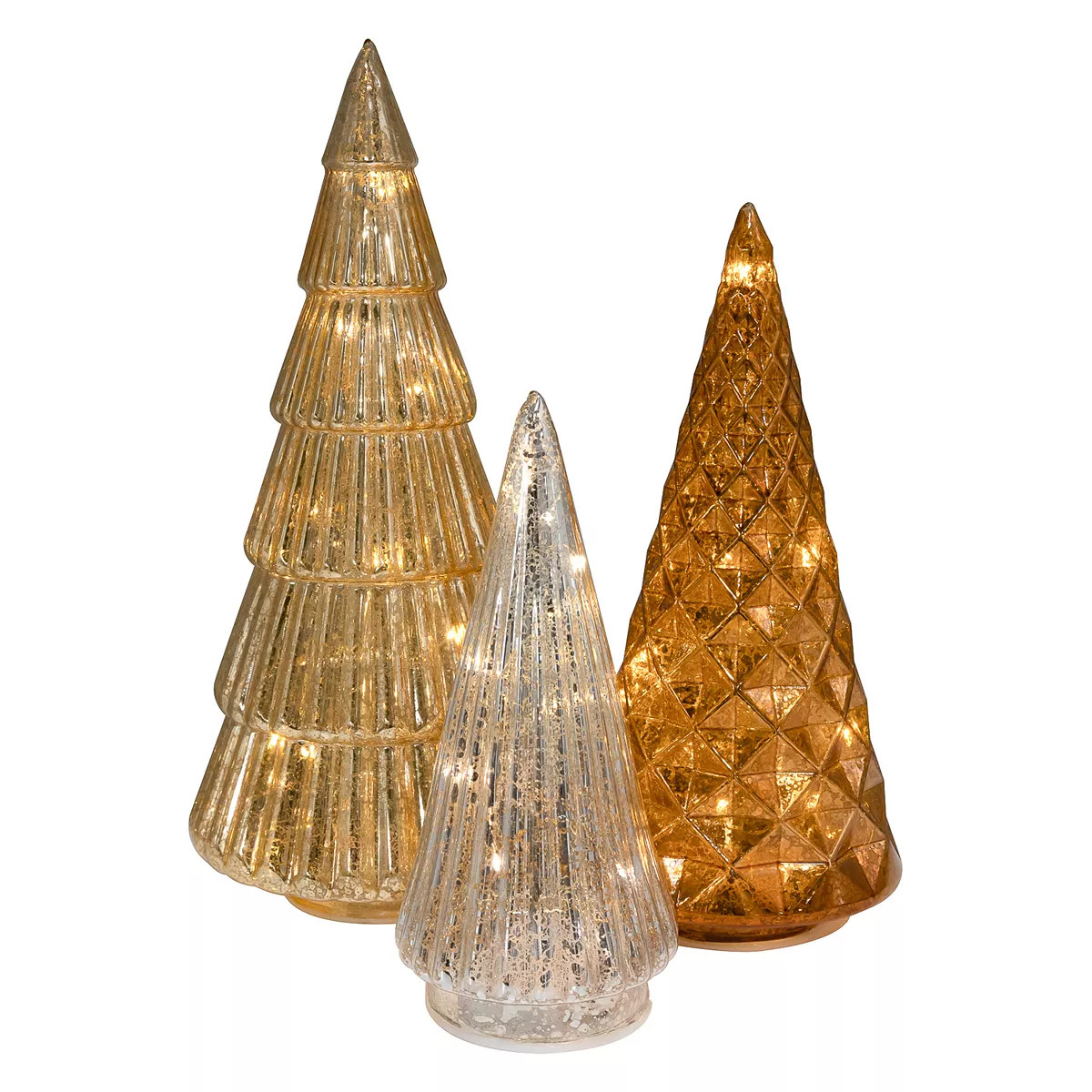 LumaBase Set of 3 LED Gold, Bronze & Silver Trees | Kohl's