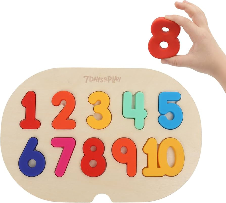 Number Puzzle for Kids, Sensory Bin Insert for Sensory Tables, Silicone Numbers, Wooden Fine Moto... | Amazon (US)