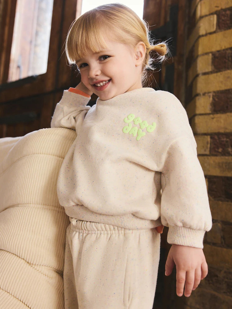 Oatmeal Nep Good Day Crew Neck Sweatshirt (3mths-7yrs) | Next US