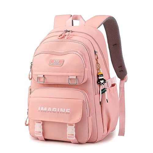 Solid Color Kids Backpacks for Girls School Bags, Elementary Bookbags Girls Backpacks Casual Daypacks, D-Pink | Amazon (US)