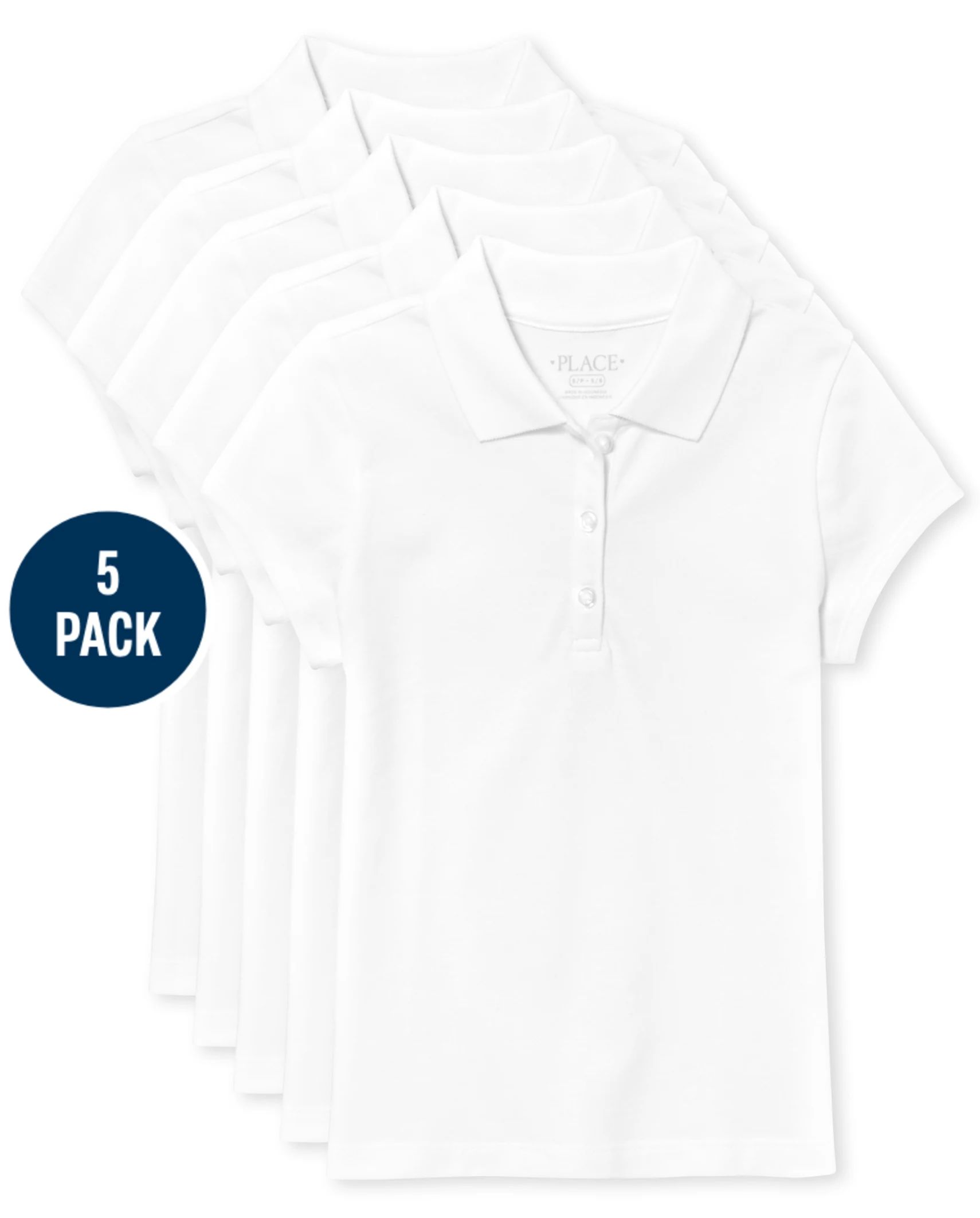 Girls Uniform Pique Polo 5-Pack - white | The Children's Place