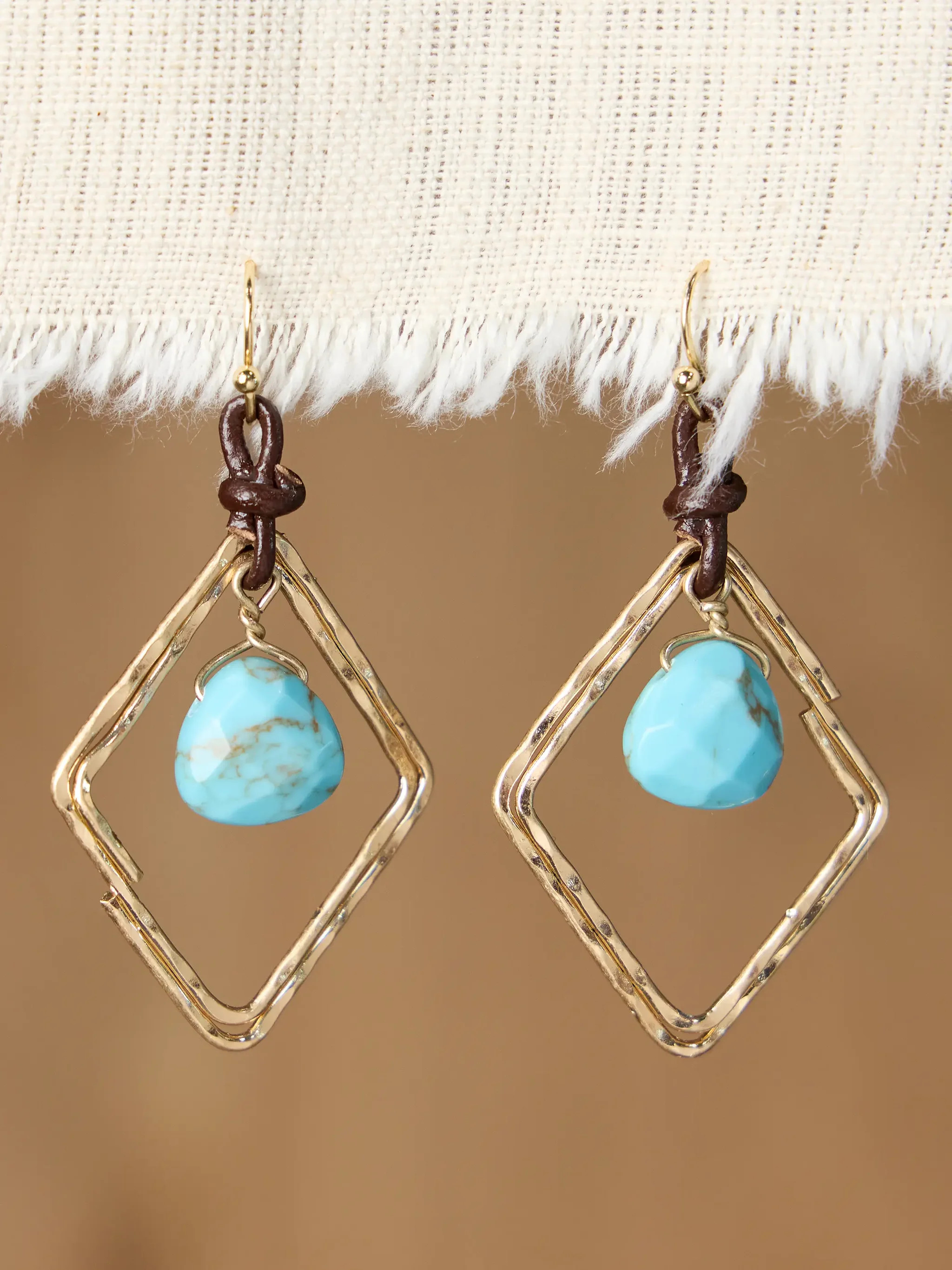 Hammered Gold & Turquoise Earrings | Natural Life