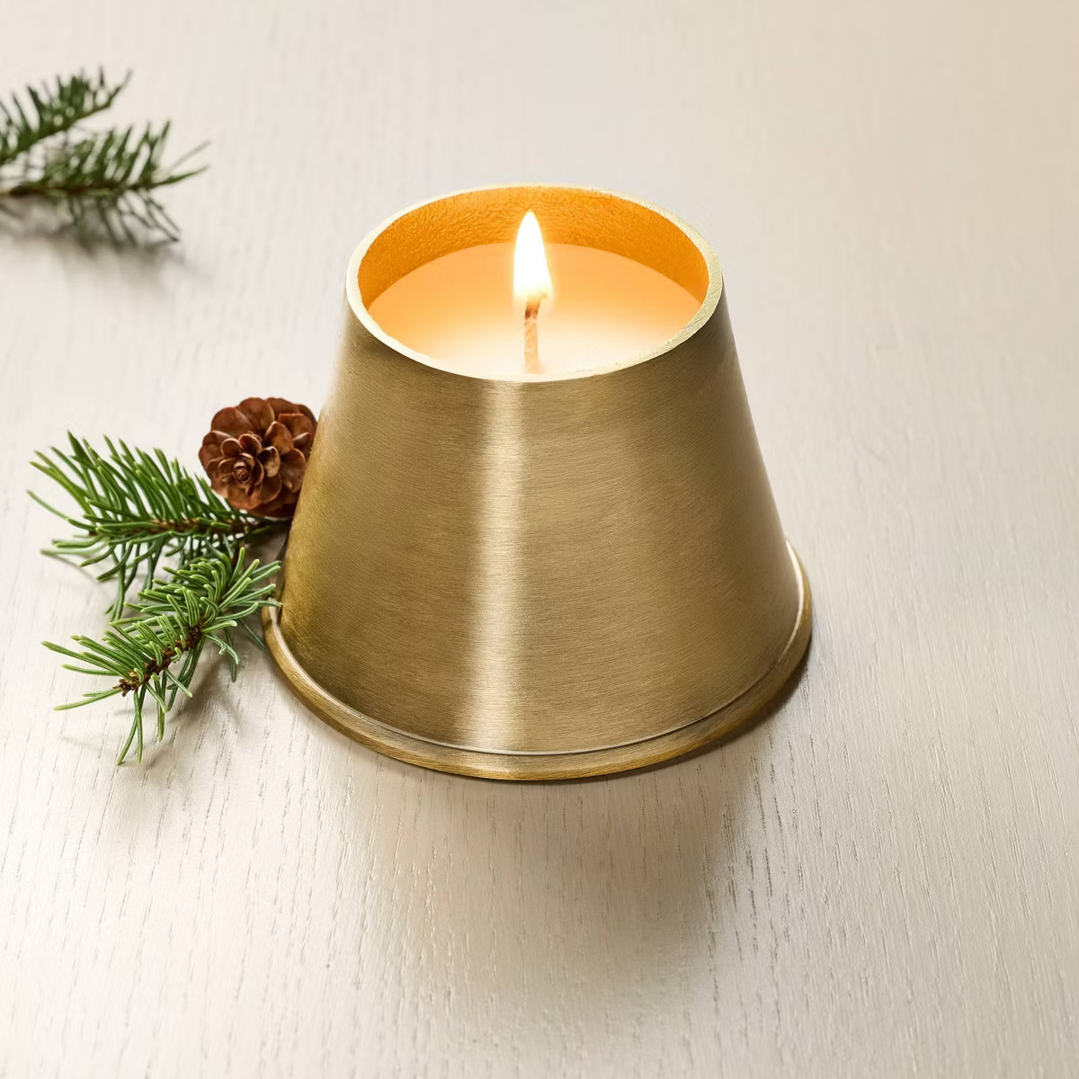 Small Brass Fireside Spruce Bell Candle 4.58oz - Hearth & Hand™ with Magnolia | Target