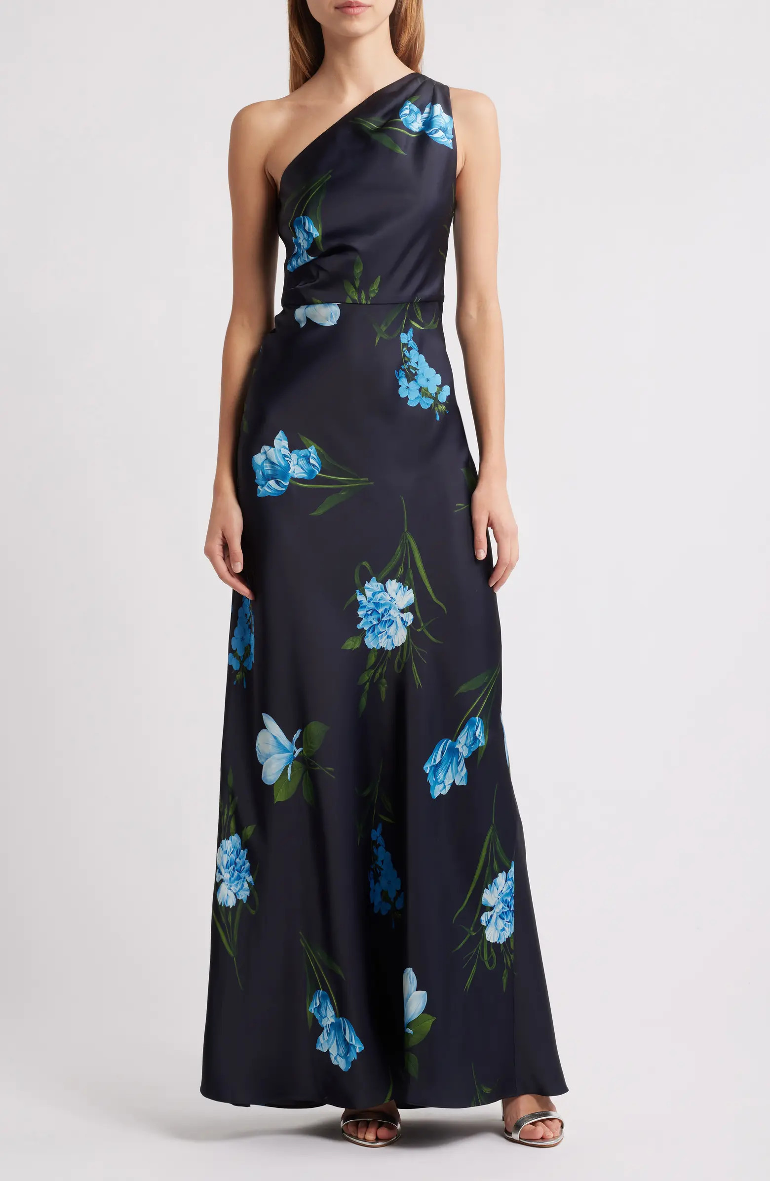 Sachin & Babi Delphine Floral One-Shoulder Satin Crepe Gown | Nordstrom | Nordstrom