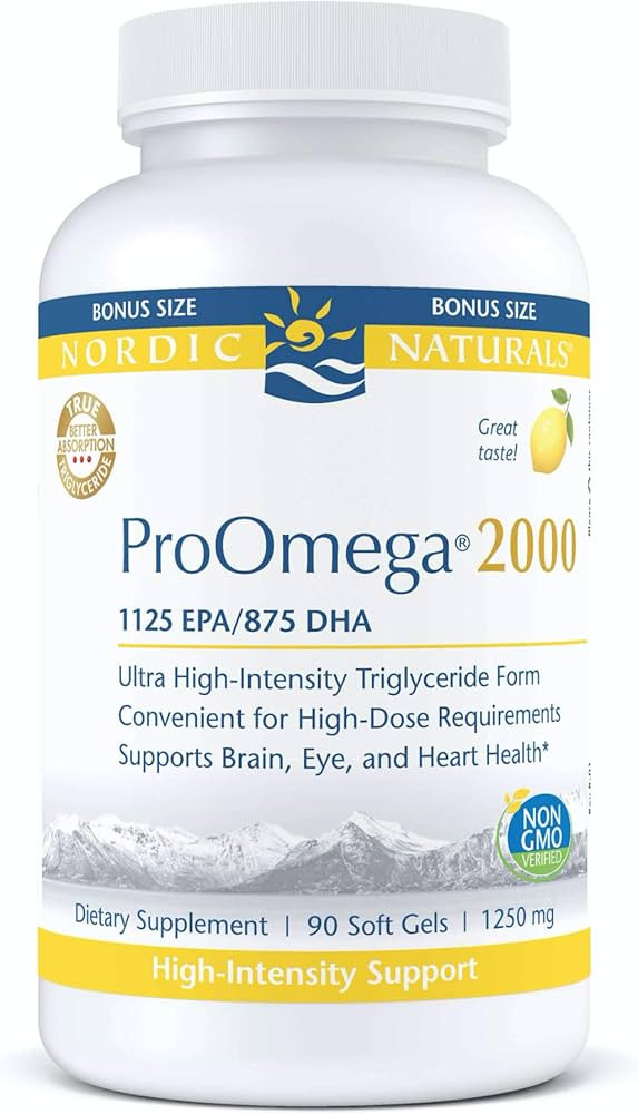 Nordic Naturals ProOmega 2000, Lemon Flavor - 90 Soft Gels - 2150 mg Omega-3 - Ultra High-Potency... | Amazon (US)