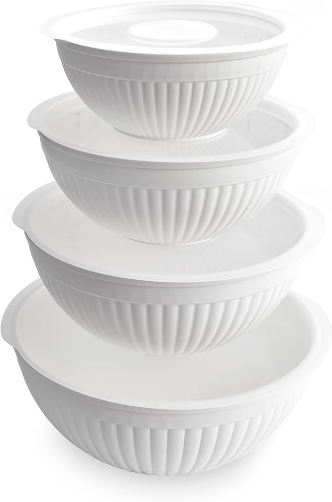 Nordic Ware Prep and Serve Mixing Bowls Set, 8-Piece, Glacier White | Amazon (US)