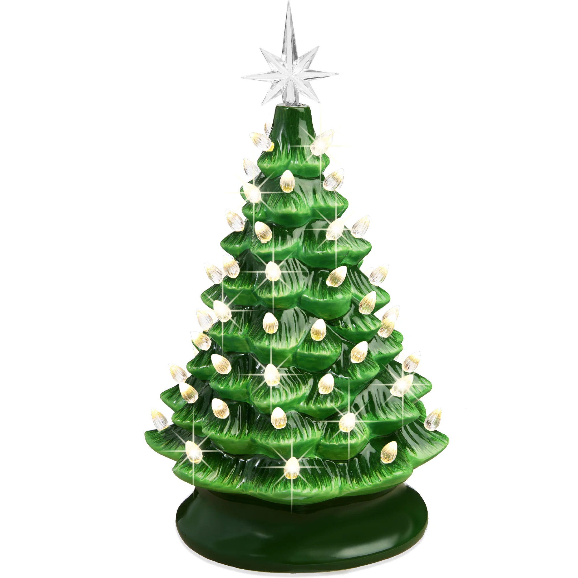 Pre-Lit Ceramic Tabletop Christmas Tree with Lights - 15in | Wayfair North America