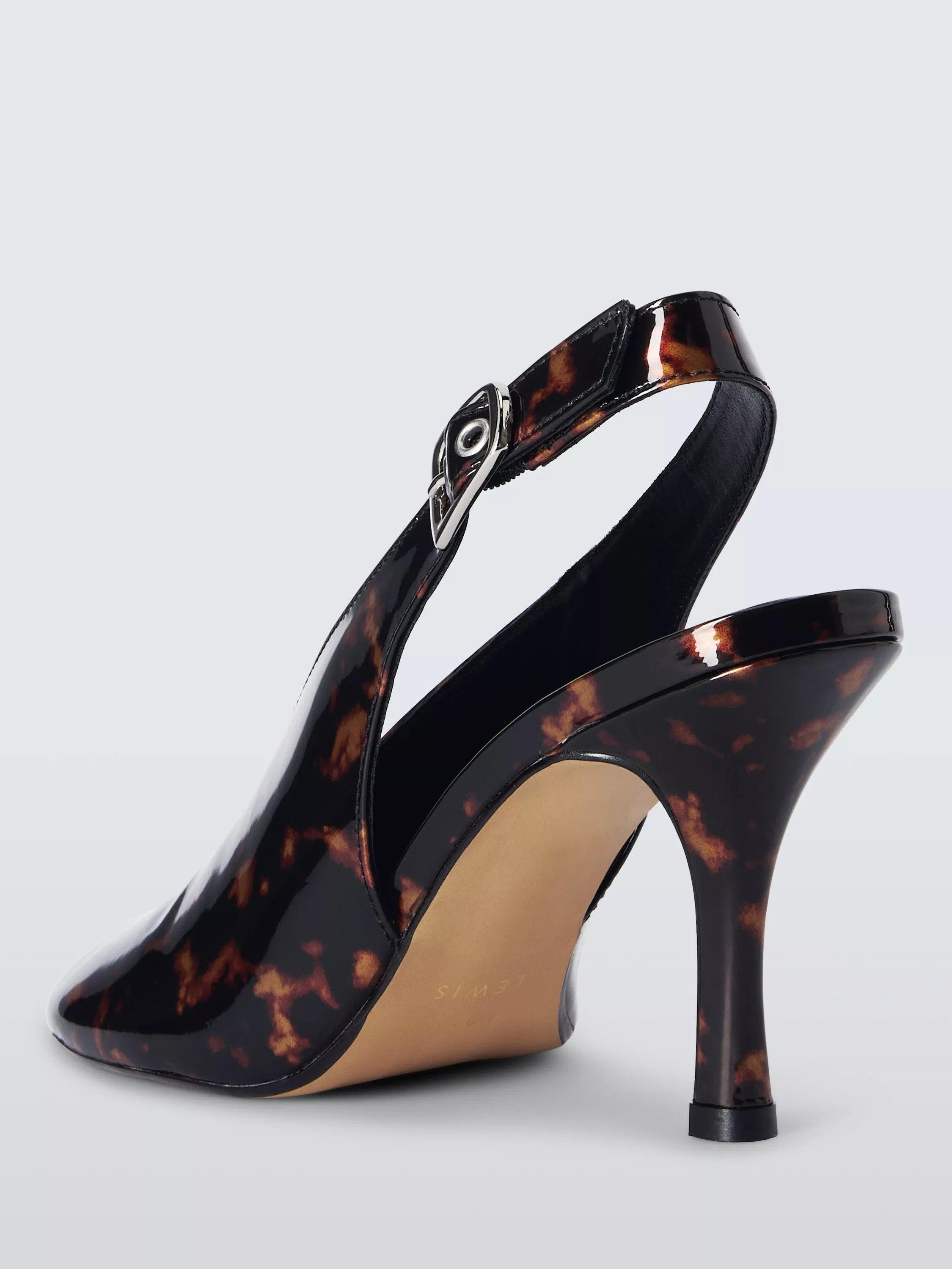 Watson Leather Round Toe High Heel Slingback Court Shoes, Brown/Multi, 5 | John Lewis (UK)