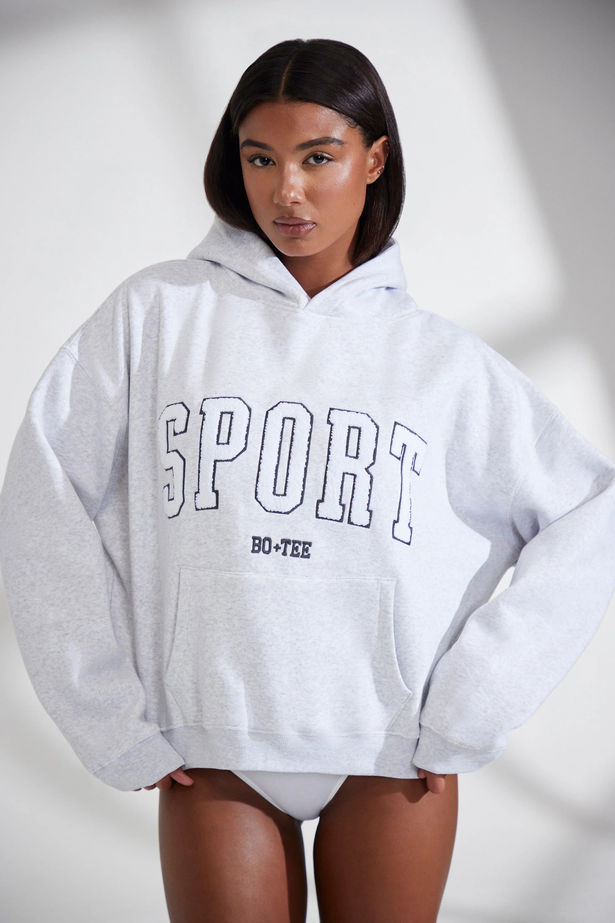 Oversized Hooded Sweatshirt in Heather Grey | Oh Polly