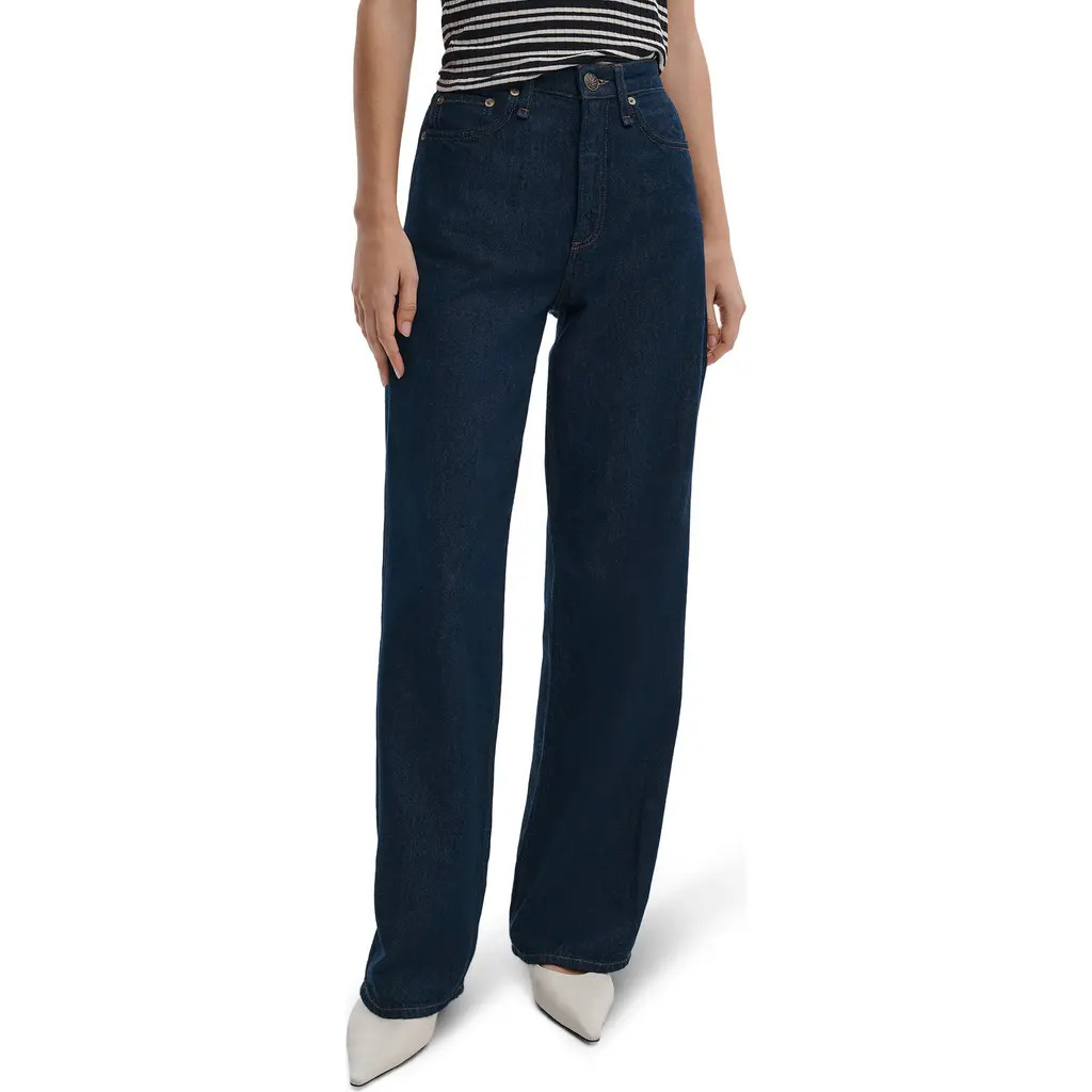 rag & bone Featherweight Logan Mid Rise Wide Leg Jeans in Dusk Rinse at Nordstrom, Size 27 | Nordstrom