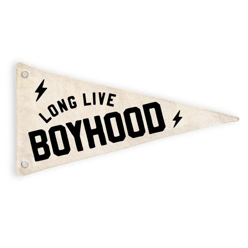 Long Live Boyhood Canvas Pennant Flag | Boys Wall Hanging | Minimalist Kids Room Decor | Playroom... | Etsy (Global)