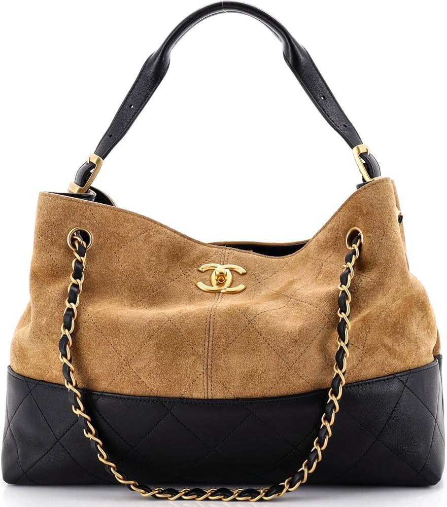 Amazon.com: Chanel, Pre-Loved Coco Base Shopping Bag Quilted Suede and Lambskin Small, Brown : Am... | Amazon (US)