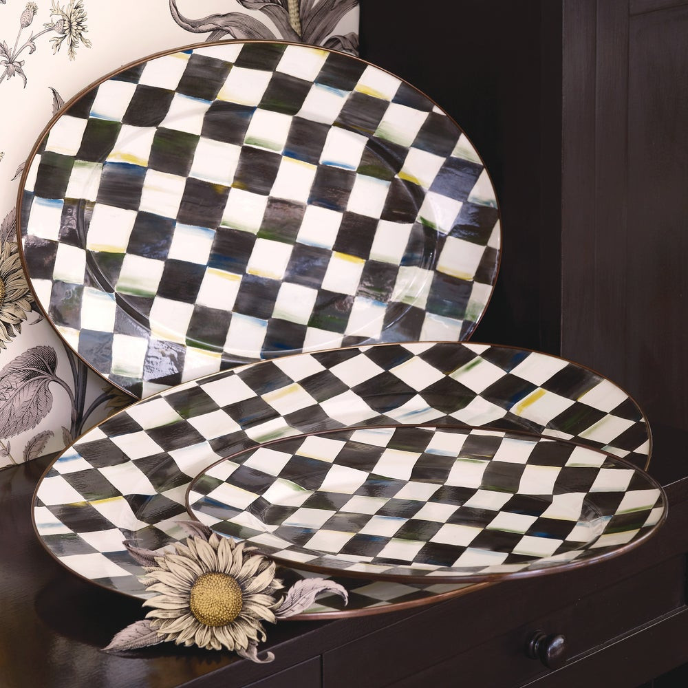 Check Enamel Oval Platter | MacKenzie-Childs
