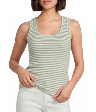 A Loves A Stripe Ribbed Knit Scoop Neck Sleeveless Tank | Dillard's | Dillard's