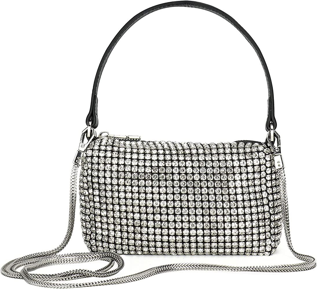 Montana West Crystal Rhinestone Crossbody Bags for Women Bling Purse Chain Mesh Clutch for Party | Amazon (US)