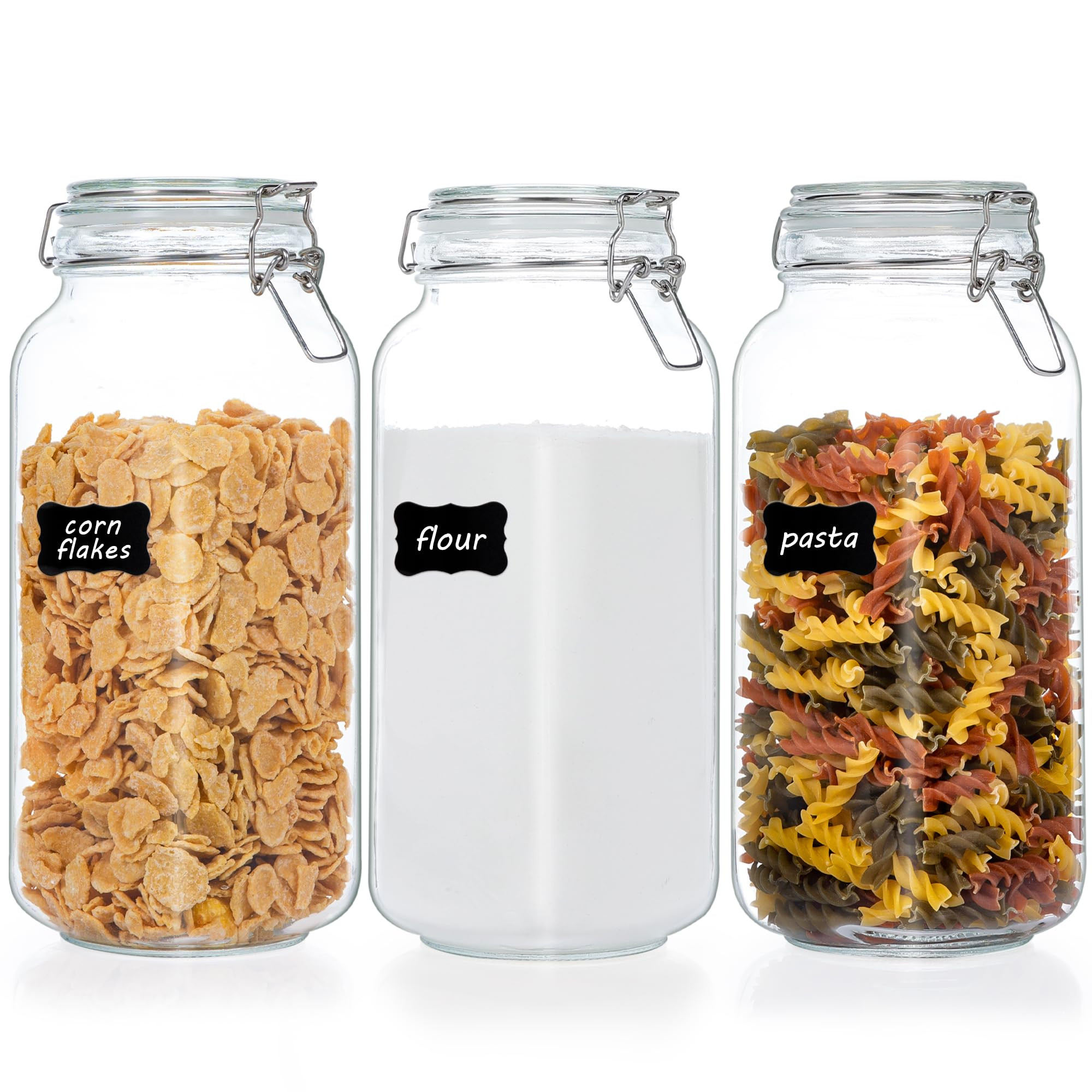 Vtopmart 78oz Glass Food Storage Jars with Airtight Clamp Lids, 3 Pack Large Kitchen Canisters fo... | Amazon (US)