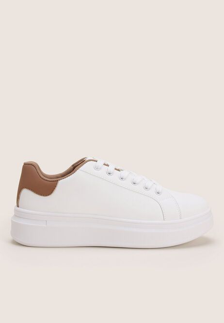 Womens White & Brown Contrast Trainer | Peacocks