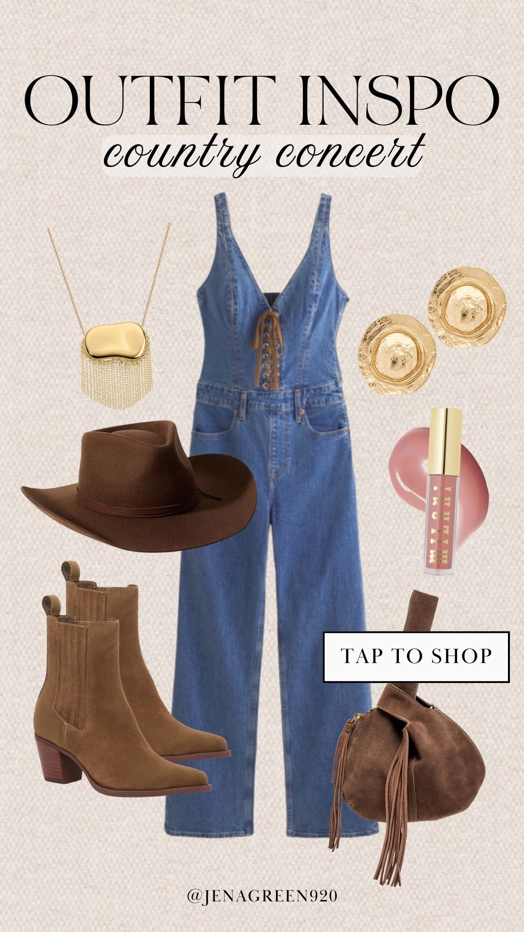 Country Concert Outfit | Denim Jumpsuit | Western Style | Western Booties | Fringe Back 

#LTKSeasonal #LTKTall #LTKootd