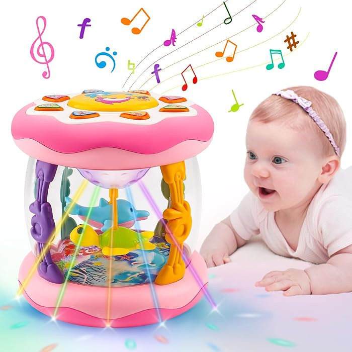 Baby Musical Light Up Toys Tummy Time Ocean Projector Rotating Infant 1 Year Old Toy Baby Aquariu... | Amazon (US)