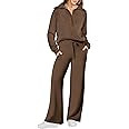 ANRABESS Women 2 Piece Outfits Sweatsuit Set 2023 Fall Oversized Half Zip Sweatshirt Wide Leg Swe... | Amazon (US)