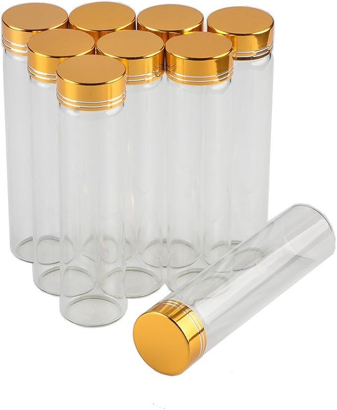 12units Empty Jars Glass Bottle with Aluminium Gold Color Screw Cap 60ML Sealed Liquid Food Gift ... | Amazon (US)