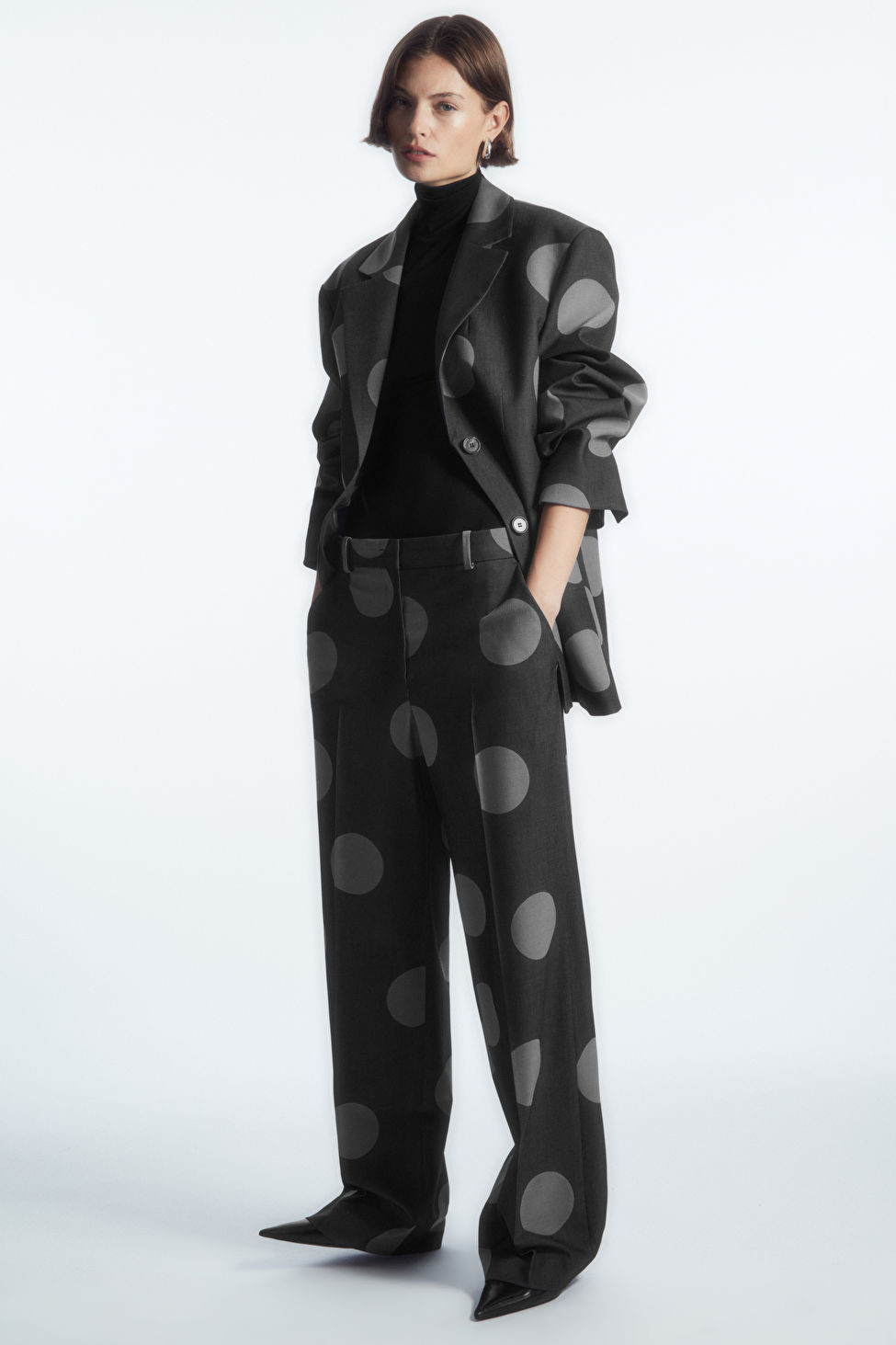 POLKA-DOT WOOL-BLEND STRAIGHT-LEG PANTS - GRAY / POLKA DOT - Trousers - COS | COS (US)