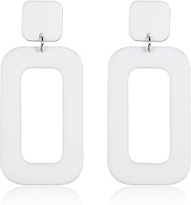 70s Earrings for Women Retro Earrings Acrylic White Earrings for Women Dangle Disco Earrings 70s ... | Amazon (US)