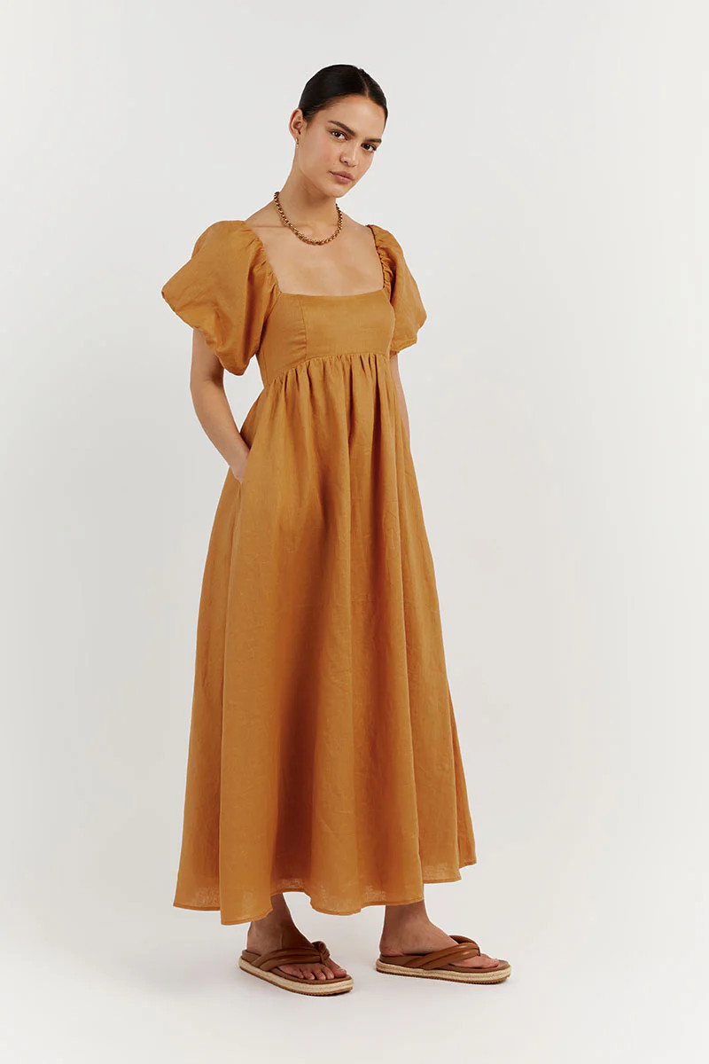 chinese dress ladies Rove Linen Maxi Dress - Low Back