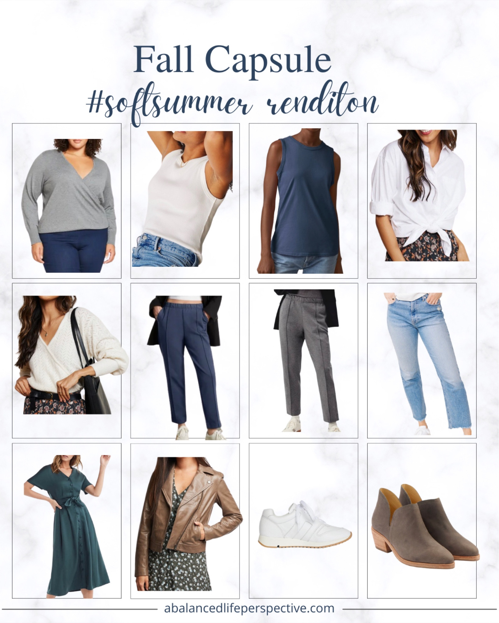 I love the idea of creating many outfits with a small number of items. Sharing a rendition of Able’s capsule for fall to fit #softsummer colors. 