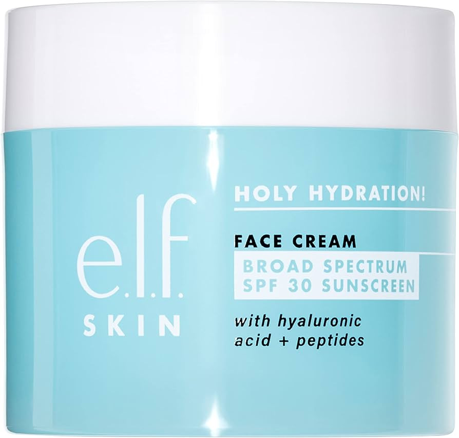 e.l.f. Holy Hydration! Face Cream, Broad Spectrum SPF 30 Sunscreen, Moisturizes & Softens Skin, Q... | Amazon (US)