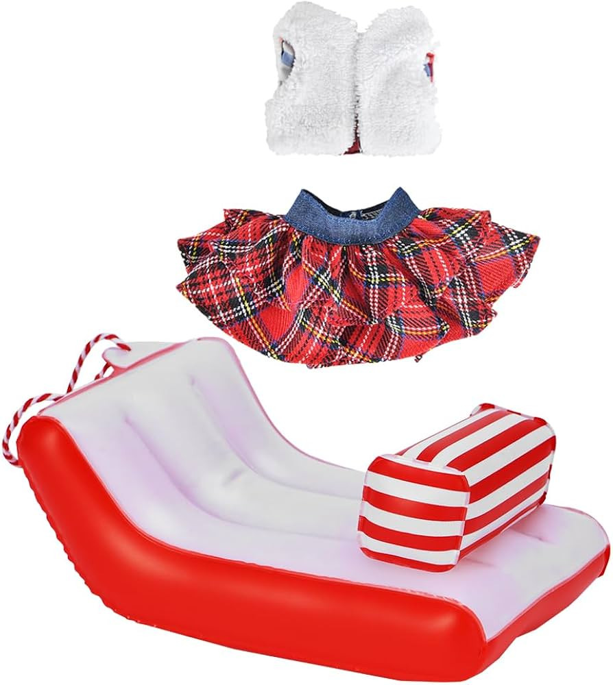 E-TING Santa Clothing Fluffy Vest+ Plaid Skirt with Sled Accessories for elf Doll Christmas Decor... | Amazon (US)