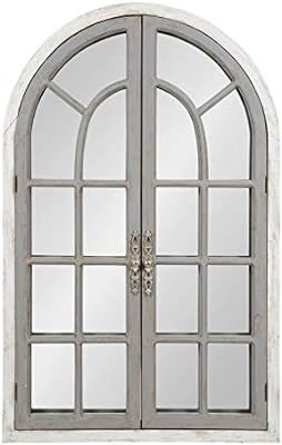 Kate and Laurel Boldmere Large Traditional Wood Windowpane Arch Mirror, 28x44, Gray and White | Amazon (US)