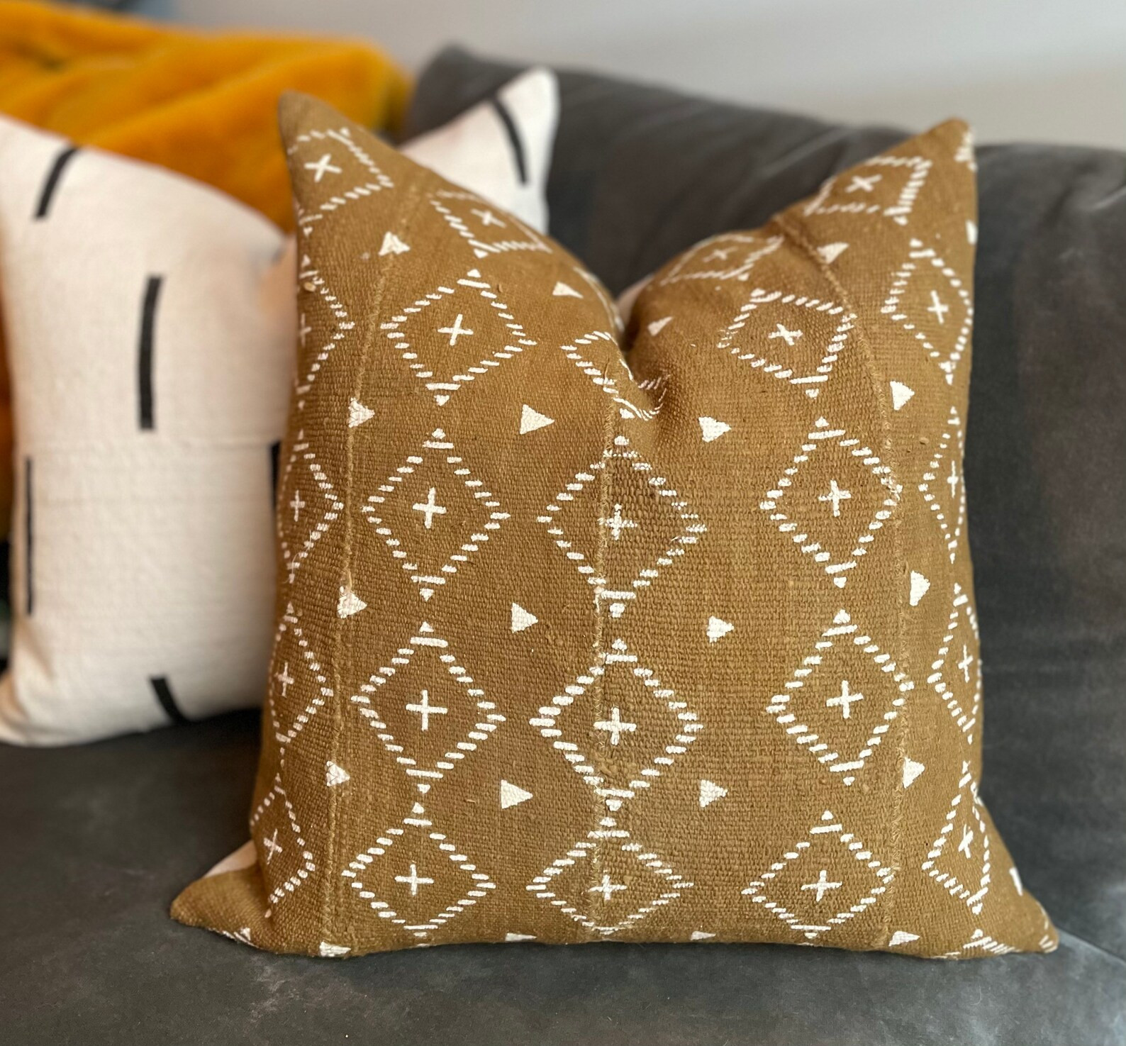 Mud Cloth Pillow Cover in Army Green/Khaki/Olive | The OLIVIA | Etsy (US)